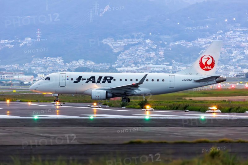 J-Air Embraer 170 aircraft with registration number JA220J at Itami Airport (ITM) in Osaka, Japan, Asia