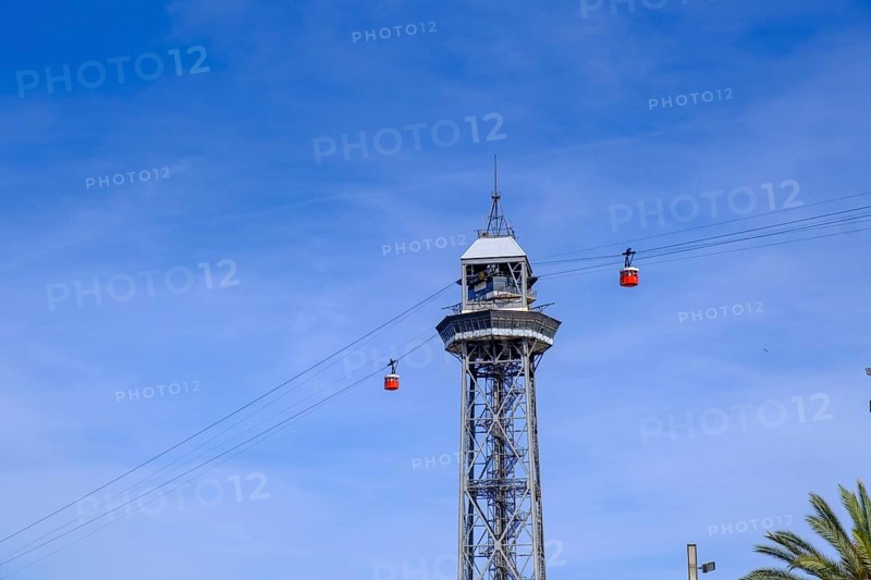 Cable car at the harbour, Port Cable Car, Port Station Telefèric del Port, Barcelona, Catalonia, Spain, Europe