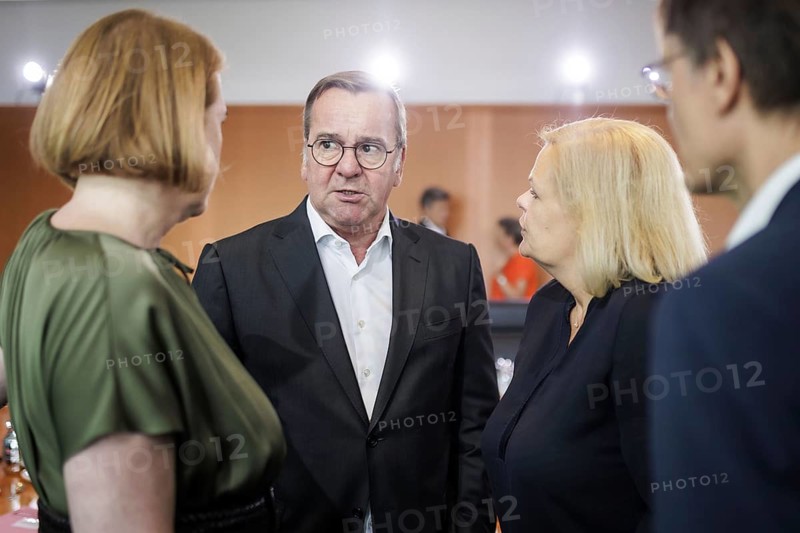 (from left to right) Lisa Paus (Alliance 90/The Greens), Federal Minister for Family Affairs, Senior Citizens, Women and Youth, Boris Pistorius (SPD), Federal Minister of Defence, Nancy Faeser (SPD), Federal Minister of the Interior and Home Affairs, and Karl Lauterbach (SPD), Federal Minister of Health, recorded during the 112th Cabinet meeting in Berlin, 04/09/2024