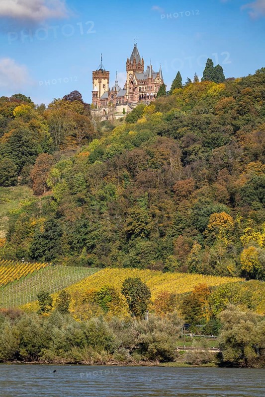 Drachenburg Castle, on Drachenfels, a mountain in the Siebengebirge on the Rhine between Bad Honnef and Königswinter, North Rhine-Westphalia, Germany, Europe