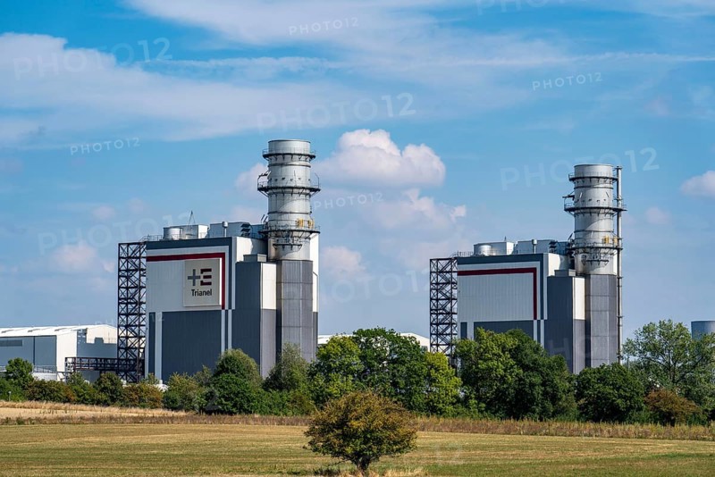 Trianel Hamm-Uentrop combined-cycle gas and steam power plant, two power plant units, each with an output of 425 megawatts, North Rhine-Westphalia, Germany, Europe