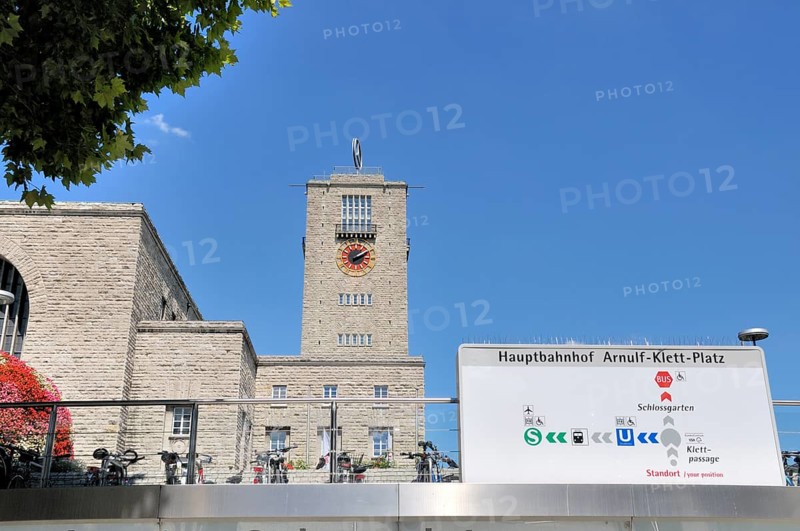 Station tower, main railway station in Stuttgart, Baden-Württemberg, Germany, Europe