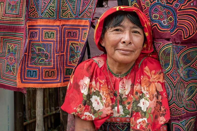 Bocas del Toro Indigenous Guna woman on San Blas Islands Panama