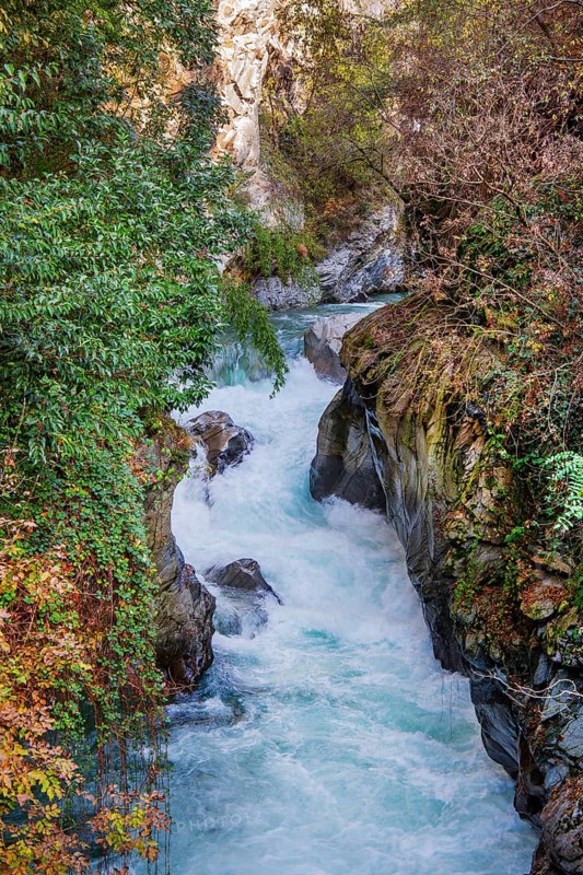 Gorge of the Passer in the spa area in autumn, Merano, Burggrafenamt, Adige Valley, South Tyrol, Italy, Europe
