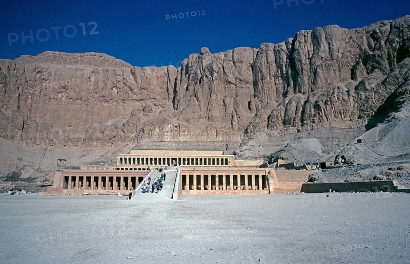 Mortuary Temple of Hatshepsut, Deir el-Bahari, Thebes, Luxor, Nile Valley, Egypt, September 1989, vintage, retro, old, historical, Africa