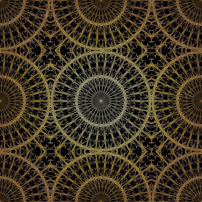 Geometric gold lace seamless pattern. Arabic tile lattice vector background.