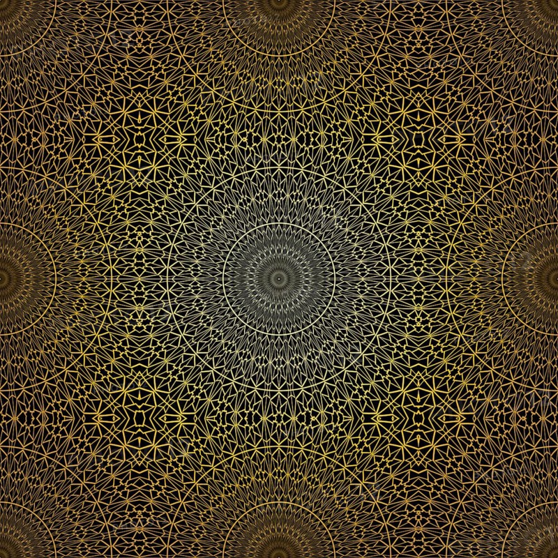 Geometric gold lace seamless pattern. Arabic tile lattice vector background.