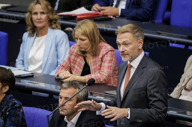 Christian Lindner (FDP), Federal Minister of Finance, recorded during his opening statement in the German Bundestag in Berlin, 25/09/2024