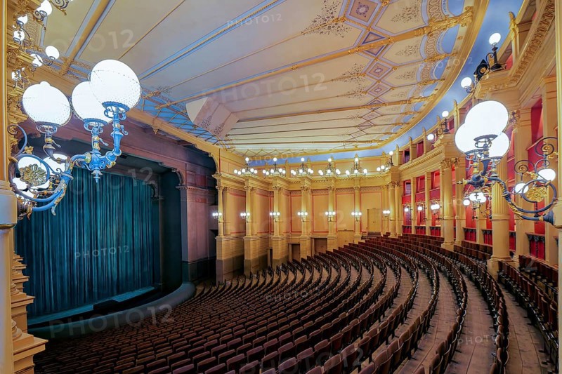 Auditorium, hall, interior view of the Richard Wagner Festival Theatre of the Bayreuth Festival on the Green Hill, Bayreuth, Upper Franconia, Franconia, Bavaria, Germany, Europe