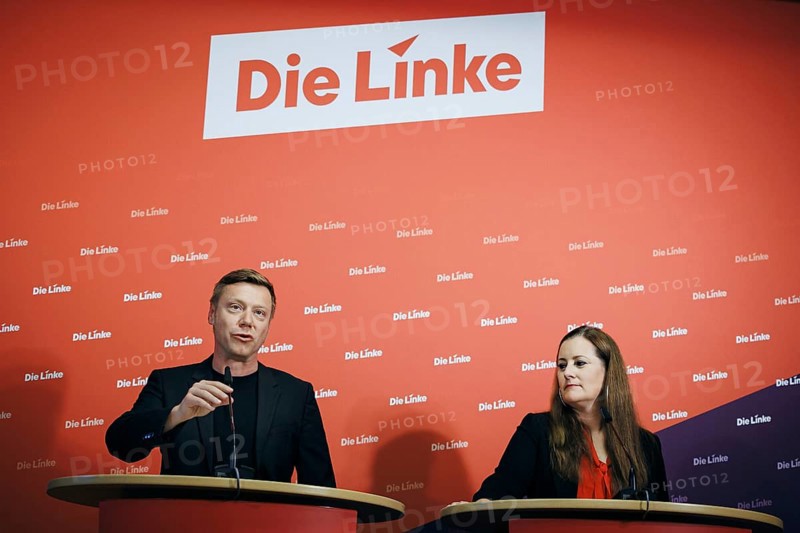 Janine Wissler, Chairwoman of the Left Party, and Martin Schirdewan, Chairman of the Left Party, at a press conference in Berlin, 19 August 2024