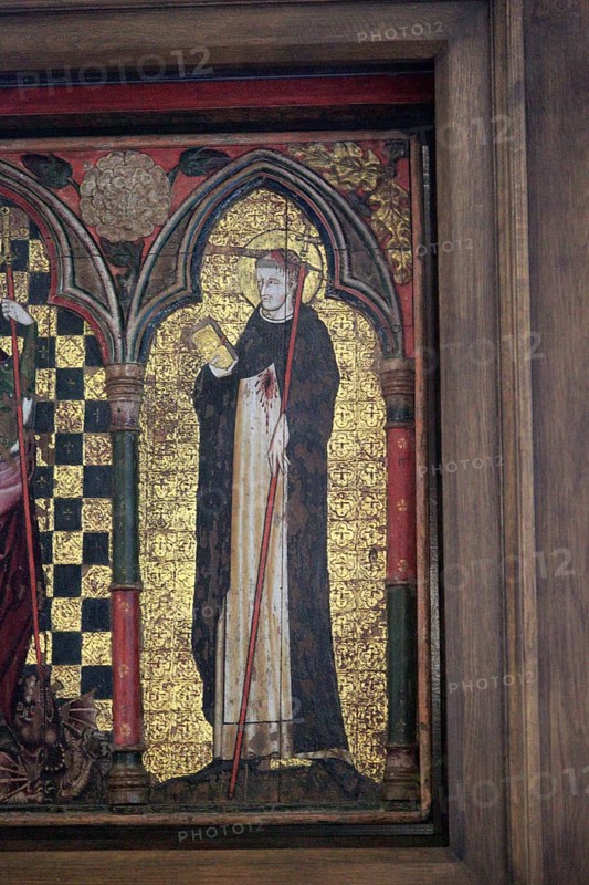 Saint Peter Martyr, Medieval Retable painting, church of Saint Mary, Thornham Parva, Suffolk, England, UK