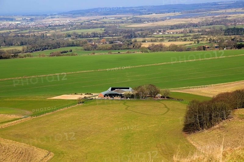 Chalk fields and clay vale, North Wessex Downs, Wiltshire, England, UK near Calstone Wellington