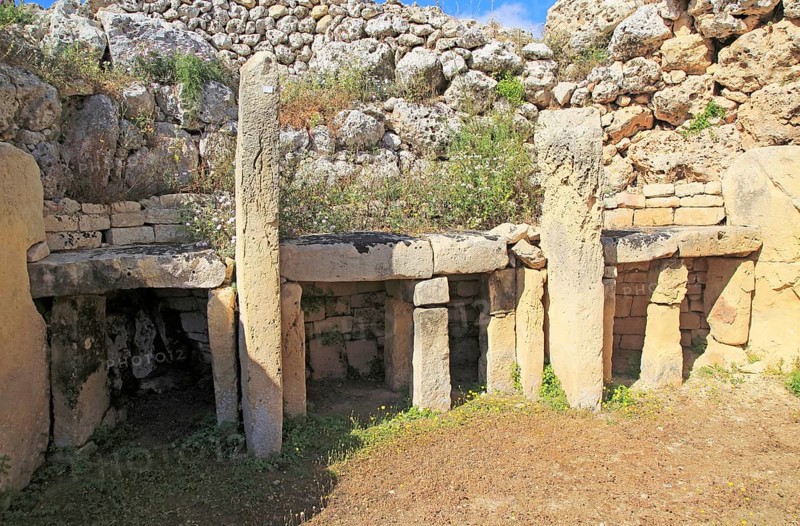 Ggantija neolithic megalithic 5500 years old prehistoric temple complex site Gozo, Malta, Europe