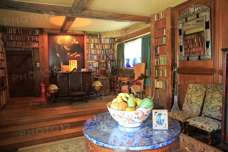 Inside the library room at Sissinghurst castle gardens, Kent, England, UK