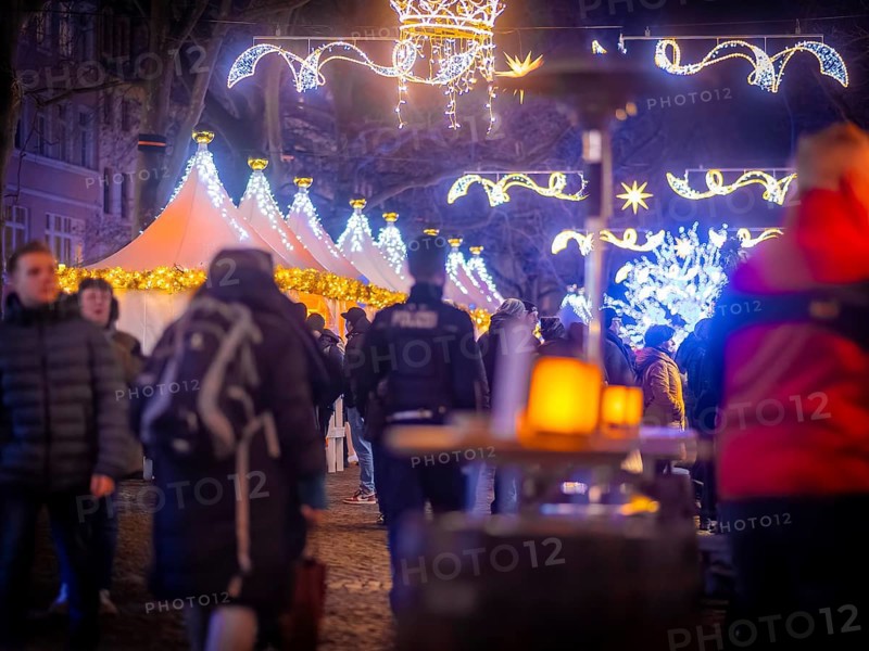 Christmas market on the main street in Dresden Neustadt, Dresden, Saxony, Germany, Europe