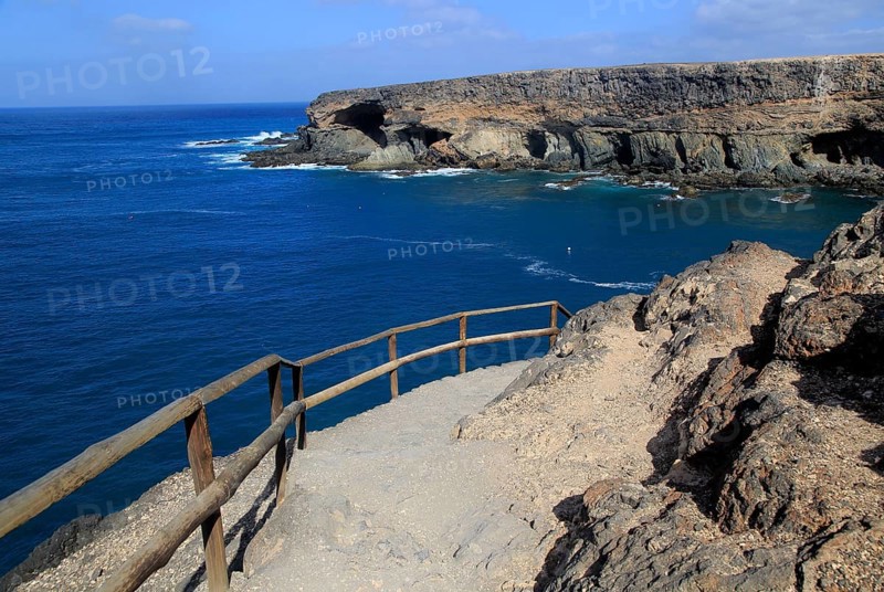 Cliff top footpath at Ajuy, Fuerteventura, Canary Islands, Spain, Europe