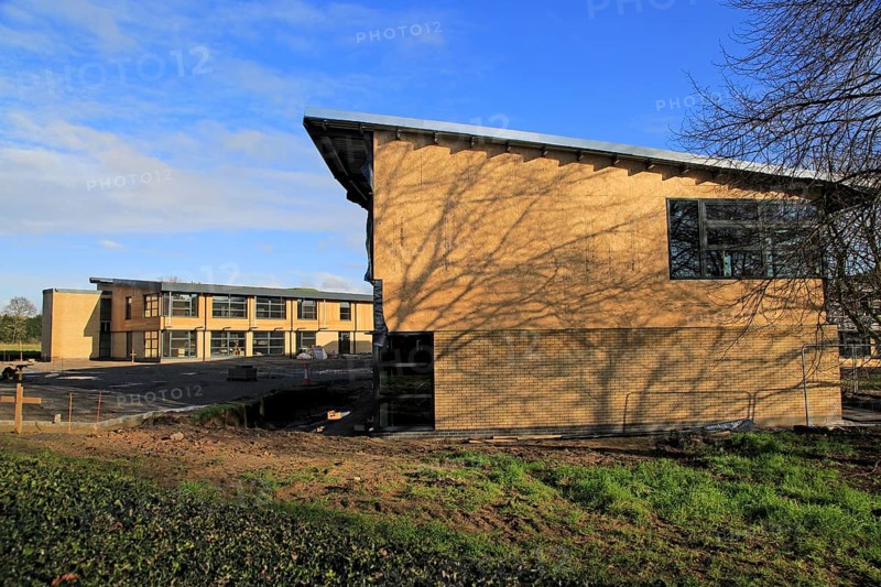 Construction of wood cladded buildings at Riduna park, Suffolk Coastal council, Melton, Suffolk, England, United Kingdom, Europe