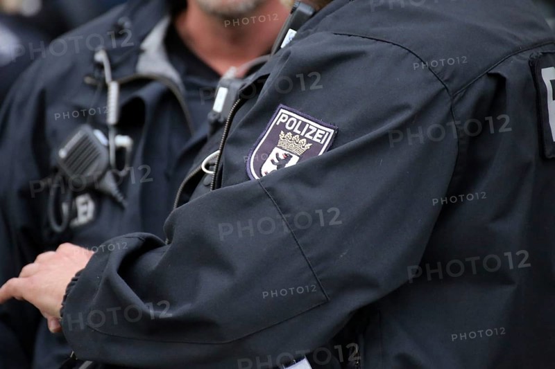Berlin police emblem on the uniform of a police officer