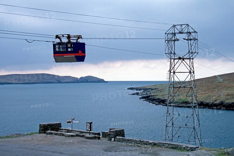 Cable car to Dursey Island, view from the mainland, Beara Peninsula, County Cork, Republic of Ireland, April 1996, vintage, retro, old, historic