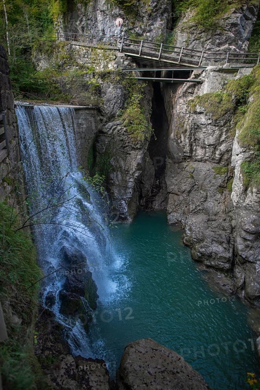 Rappenloch Gorge natural monument, Dornbirner Ach, Dornbirn, waterfall, wooden footbridges, Bregenzerwald, Austria, Europe
