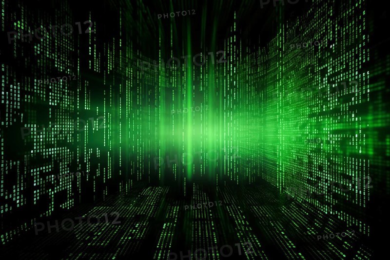 Green dynamic digital data streams, showcasing flowing lines of code in a mesmerizing pattern, ideal for representing advanced computing, cybersecurity, and the intricate world of programming, AI generated
