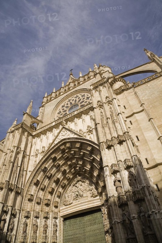 Architectural details on the outside of The Cathedral of Saint Mary of the See or Seville Cathedral, Seville, Spain, Europe