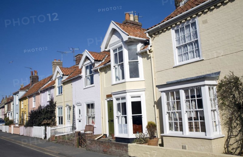Aldeburgh, Suffolk Pretty terraced cottages, Aldeburgh, Suffolk, England, UK