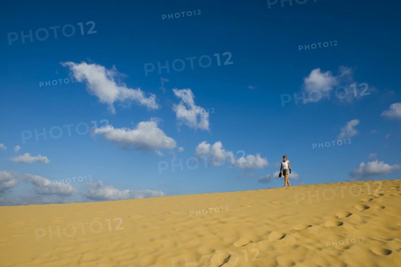 Sand dunes and blue sky, Praia da Bordeira, Carrapateira, Algarve, West Coast, Atlantic Ocean, Portugal, Europe