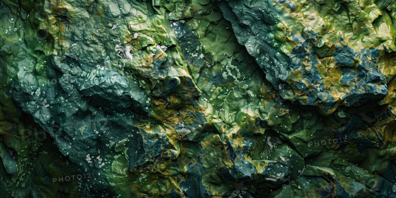 Close up of rough green stone structure. KI generiert, generiert, AI generated