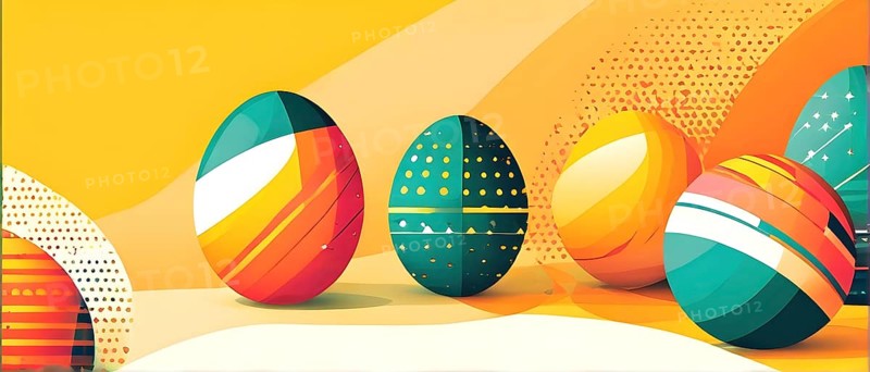 Abstract Easter egg design with geometric patterns, bold colors, and a mix of textures, creating a modern and dynamic look, AI generated