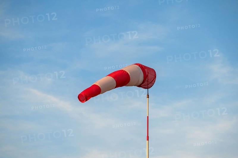 Windsock on a gliding airfield, blue sky, Bavaria, Germany, Europe