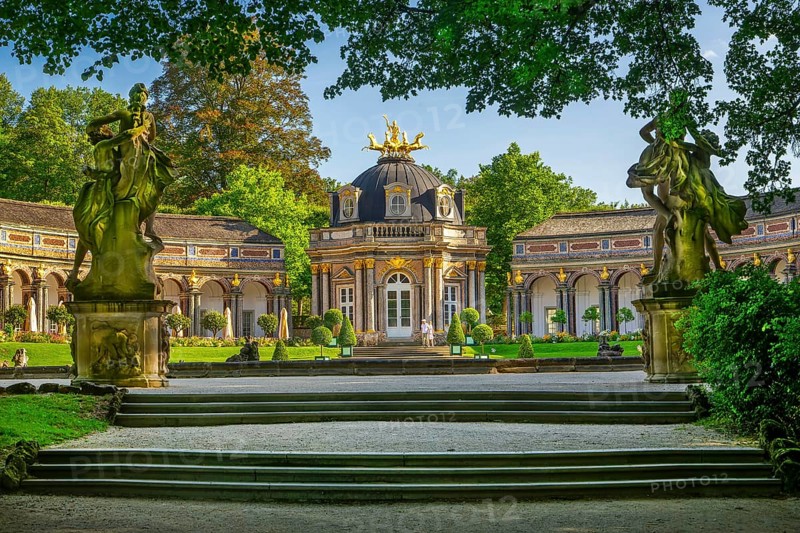 New Palace with Temple of the Sun in the Hermitage Palace Park, Bayreuth, Upper Franconia, Franconia, Bavaria, Germany, Europe