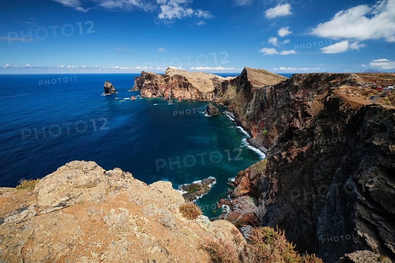 Madeira Island scenic rugged landscape, Ponta do Sao Lourenco cape, Miradouro do Abismo viewpoint. Madeira, Portugal, Europe