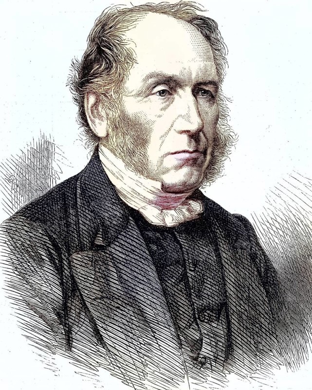 Patrick Bell (1799-1869), Scottish clergyman: inventor of the mechanical reaper (ca. 1827), which Cyrus McCormick perfected. Wood engraving 1868, Historical, digitally restored reproduction from a 19th century original, Record date not stated