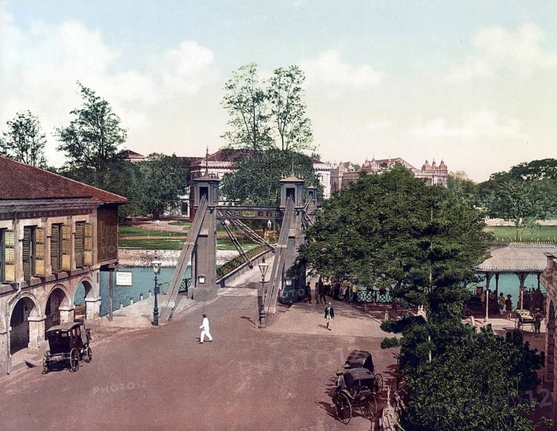 Singapore, Cavenagh-Bridge, Historic, digitally restored reproduction from a 19th century original, Record date not stated, Singapore, Cavenagh-Bridge, Historic, digitally restored reproduction from a 19th century original, Record date not stated, Asia