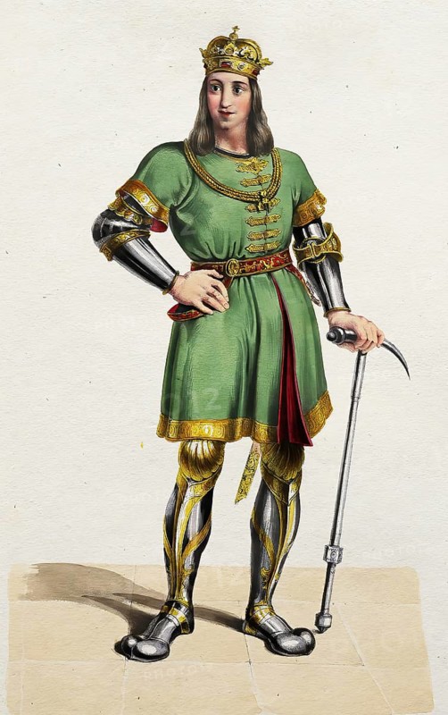 Ladislaus IV of the Cumans, Laszlo, also Kun Laszlo, born 1262, died (murdered) 10 July 1290, aristocratic family of the Arpads was king of Hungary and Croatia from September 1272 to 1290, Historical, digitally restored reproduction from a 19th century original, Record date not stated