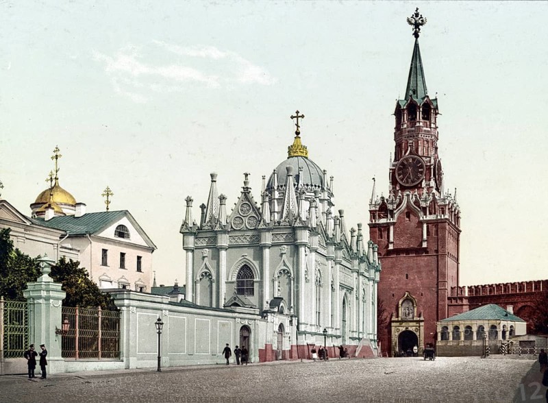 Saviour's Tower of the Kremlin, Moscow, Russia, 1890, Historical, digitally restored reproduction from a 19th century original, Record date not stated, Europe