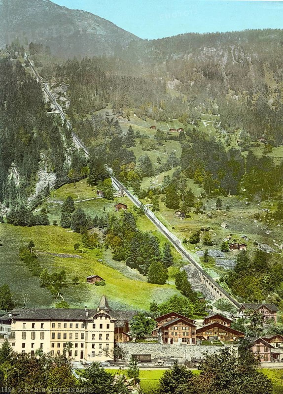 Lauterbrunnental- und Murrenbahn, Berner Oberland, Schweiz, Historische, digital restaurierte Reproduktion nach einem Original aus dem 19. Jahrhundert, Aufnahmedatum nicht angegeben