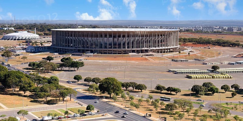 Football stadium Arena BRB Mane Garrincha, UNESCO, World Heritage Site, Brasilia, Federal district, Brazil, South America