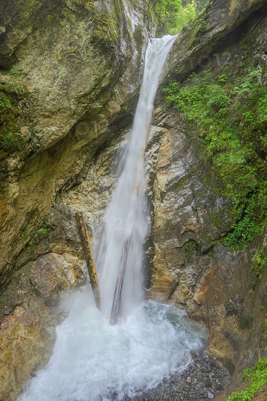 Upper waterfall in the Raggaschlucht gorge, Flattach, Carinthia, Austria, Europe