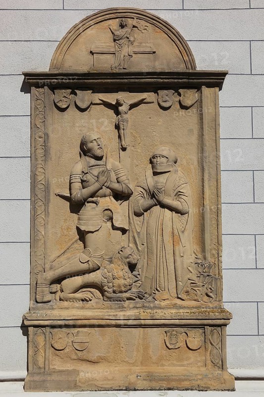 Epitaph, tomb slab, late Gothic knight's chapel, Hassfurt, Hassfurt, Hassberge district, Lower Franconia, Bavaria, Germany, Europe