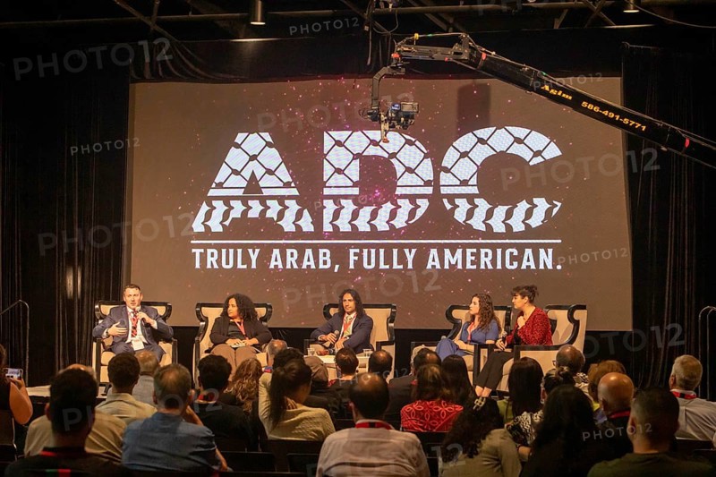 Dearborn, Michigan USA, 13 September 2024, The National Arab American convention, sponsored by the American-Arab Anti-Discriminaton Committee. What Arab-Americans should do about the 2024 election in light of Israel's war in Gaza was a major convention topic. A panel of former officials in the Biden Administration discussed why they resigned over US support for Israel's war in Gaza
