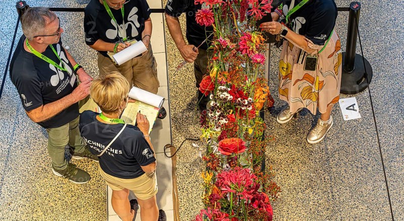 Artistic flower arrangements and decorations, evaluation of the jury, German Floristry Championships, Berlin, Germany, Europe