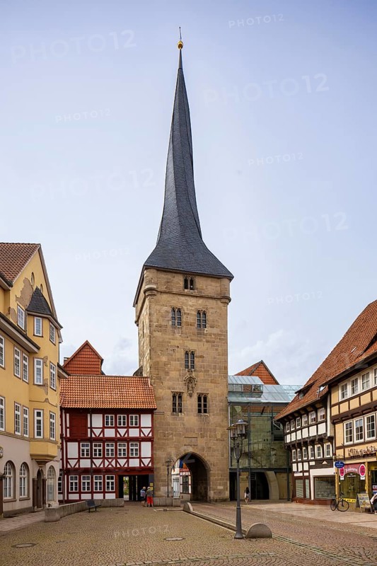 Duderstadt is a town and independent municipality in the district of Göttingen in south-eastern Lower Saxony. The predominantly medieval townscape is characterised by around 600 town houses of various styles - mainly half-timbered houses, The Westerturm tower with its twisted spire is the town's landmark, Duderstadt, Duderstadt, Lower Saxony, Germany, Europe
