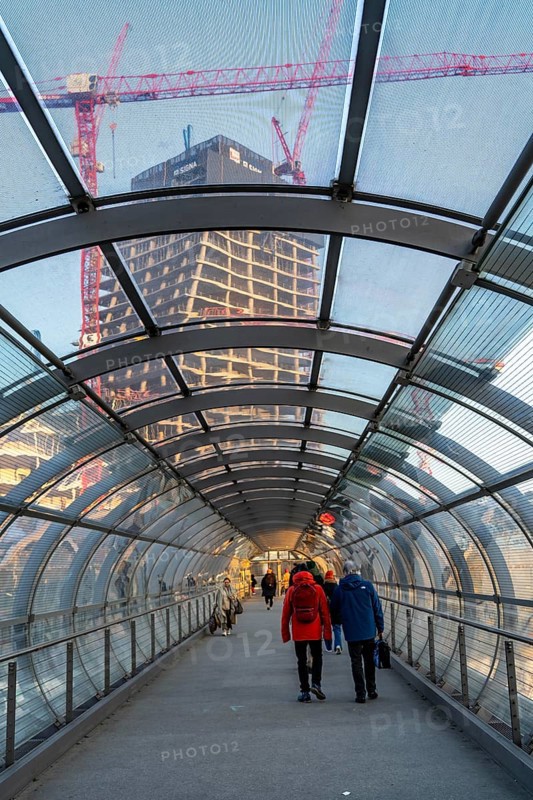 Shell of the Elbtower construction project, the architectural completion of Hafencity Hamburg, in the east, is to grow to 64 storeys and 245 metres in height, construction was halted due to the insolvency of Signa Prime Selection AG of the Austrian real estate entrepreneur René BenkoHamburg, Elbbrücken underground and S-Bahn station, Hamburg, Germany, Europe