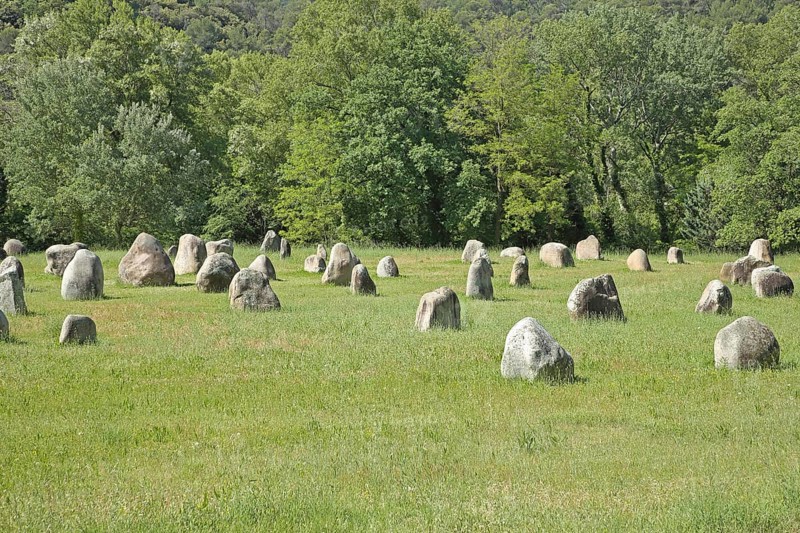 Sculpture by Fabienne Boÿer, 81 solitary stones, single, landscape, field, meadow, solitary, single, Le Jardin des 9 Damoiselles, Vaison-la-Romaine, Vaucluse, Provence, France, Europe