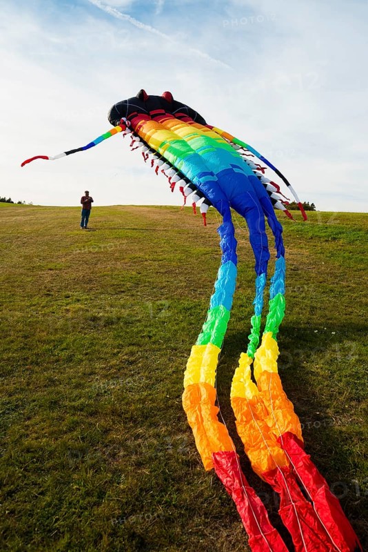 Large stunt kite, Hütten, Rickenbach, Hotzenwald, Southern Black Forest, Black Forest, Baden-Württemberg, Germany, Europe