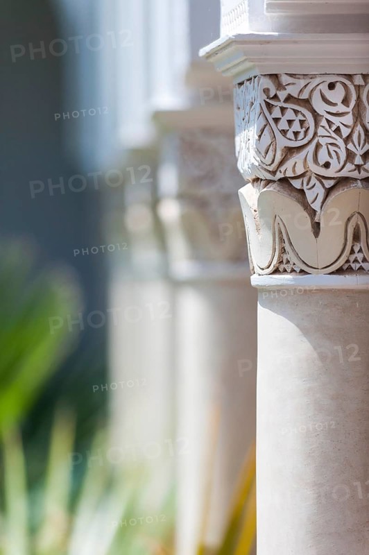 Columns in Riad, Column, traditional, decorated, ornament, decoration, art, construction, building, house, architecture, oriental, arabic, orient, Marrakech, Morocco, Africa