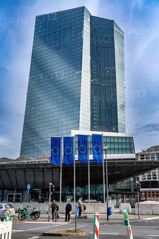 Building of the European Central Bank, ECB, in Frankfurt am Main, Skyline, Hesse, Germany, Europe