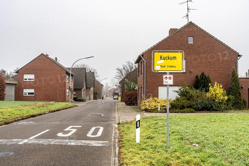 The village of Kuckum, originally intended to make way for the Garzweiler II open-cast lignite mine, remains standing after the coal compromise, but is largely abandoned and empty, North Rhine-Westphalia, Germany, Europe